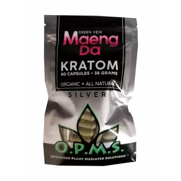 OPMS Silver Kratom - 36grams (60 Capsules Bag) Available at ELMWood Smoke Shop on Elmwood Ave, Buffalo, NY